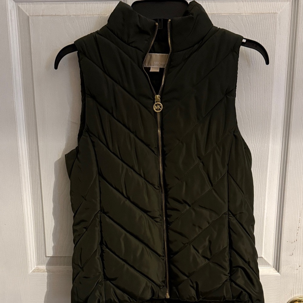 Michael Kors Olive Green Quilted Vest